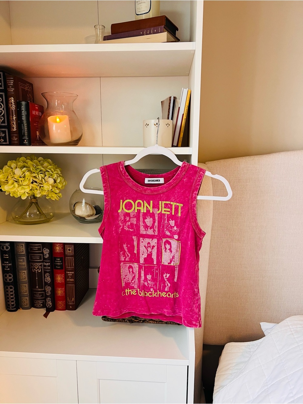 Daydreamer Joan Jett Graphic Tank Top in Bright Pink